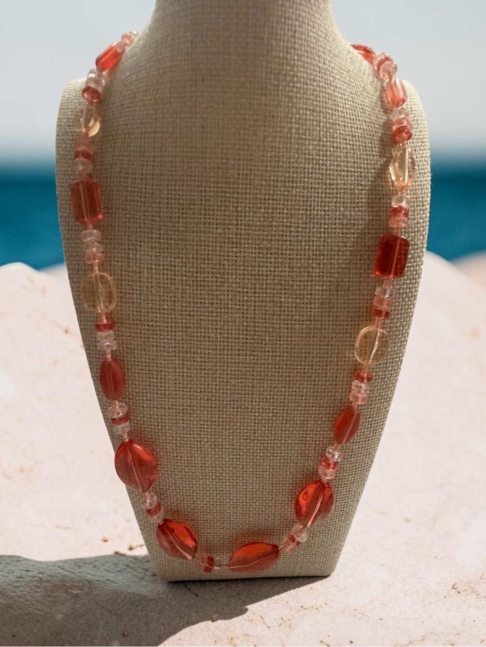 Handcrafted Orange Glass Bead Necklace